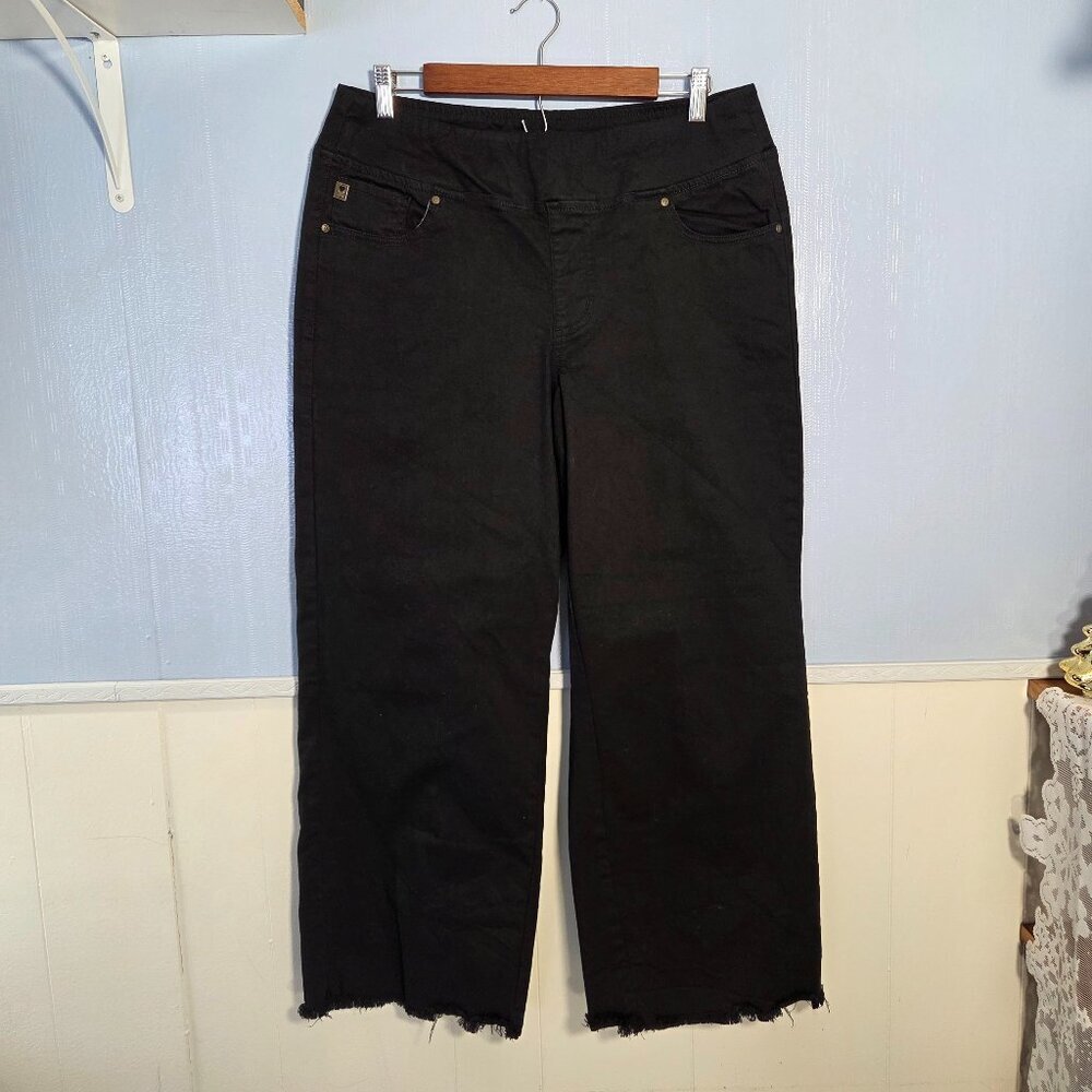 Belle by Kim Gravel 14T Black Mid Rise Cropped Ankle Raw Hem Wide Leg Pants